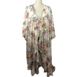 Bloomchic Boho Floral Kimono Duster Longline Cardigan Size 28 Festival Cottage